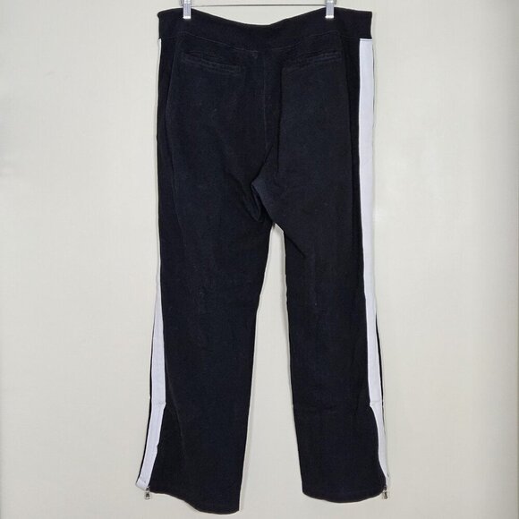 Polo Ralph Lauren Sweatpants Women XXL Black White Zip Hems Pockets Fleece Lined - Picture 2 of 16